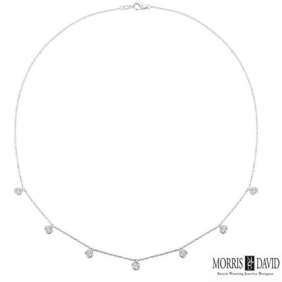 0.75 Carat Natural Diamond Necklace 14K White Gold
